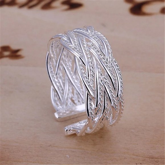 💎 Adjustable Ring 925 Sterling Silver Elegant Jewelry Gift - Picture 3 of 3